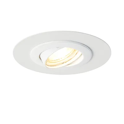 Produktbild von QAZQA - Modern Einbaustrahler rund weiß schwenkbar mit Distanzring - Edu I Wohnzimmer I Schlafzimmer - Stahl Rund - LED geeignet GU10