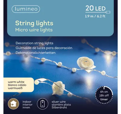 Produktbild von Micro LED Deco LED Strang BO indoor L.190cm 20L silber/warmes weiss