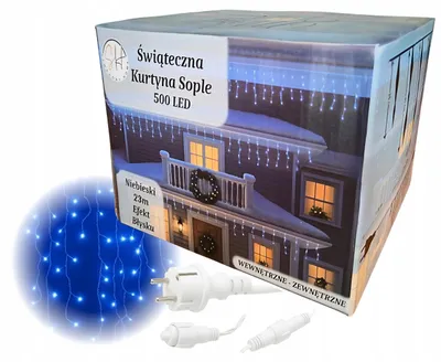 Zdjęcie produktu dla Ekspand | Kurtyna świetlna LED – 500 diod LED – 23 metry – oświetlenie zewnętrzne – niebieskie migające światła