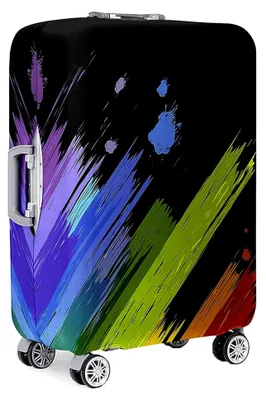 Image de Housse de protection pour valise, motif arc-en-ciel, élastique. Housse de protection anti-poussière pour valise de voyage, housse pour valise à roulettes, housse de protection pour bagages (noir, taille L (26-28 pouces))