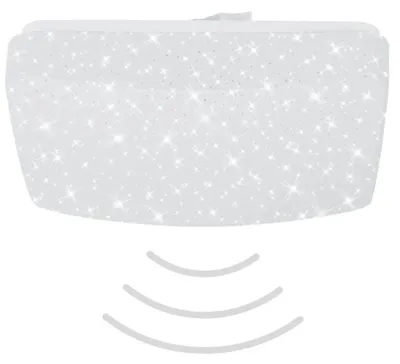 Productafbeelding van TELEFUNKEN PETSCHORA LED-plafondlamp, sterrenmotief, bewegingsmelder, schemersensor, bereik 8 meter, wit, 27 x 27 x 7,6 cm