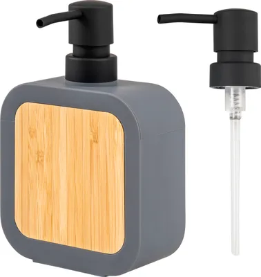 Obrázok produktu pre dávkovač mydla eluno na 300 ml tekutého mydla, s bambusom a ochranou proti poškriabaniu, sivý
