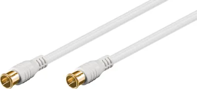 Produktbild von Goobay F-Quick SAT Antennenkabel (80 dB), 2x geschirmt, 1.5 m, Weiß - vergoldet, F-Stecker (Quick) > F-Stecker (Quick) (vollständig geschirmt)