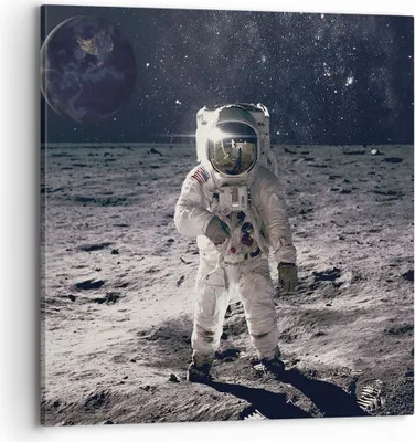 Produktbild von Bild auf Leinwand - Leinwandbild - Einteilig - Mond Erde Astronaut - 70x70cm - Wand Bild - Wanddeko - Wandbilder - Leinwanddruck - Bilder - Wanddekoration - Leinwand bilder - Wandbild - AC70x70-4882