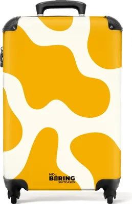 Obrázek produktu pro NoBoringSuitcases.com Příruční kufr z tvrdé skořepiny 55x35x20 cm, 36L, Barevné potisky pro ženy: Bílý se žlutými skvrnami, cestovní kufr na 4 kolečkách