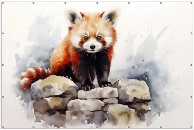 Produktbild von Wallario XXL Outdoor-Poster für Garten oder Balkon, Motiv Neugieriger Rotpanda, in ca. 300 x 200 cm