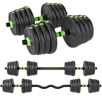 Immagine prodotto di Set di manubri regolabili 30 kg, 3 in 1 | Colore: Verde | Dimensioni: 22x140x22 cm