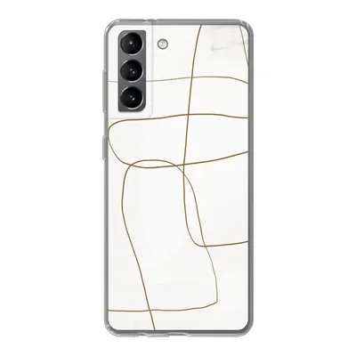 Produktbild von MuchoWow® Handyhülle Schutzhülle Hülle für Samsung Galaxy S21 Kunst - Braun - Weiß - Abstrakt Silikon Softcase Handy Hülle - Softcase