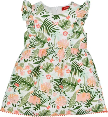 Produktbild von BONDI Baby Mädchen Kleid "Jungle" 86605 - Weiß / Apricot / Grün | Sommerkleid Größe: 74