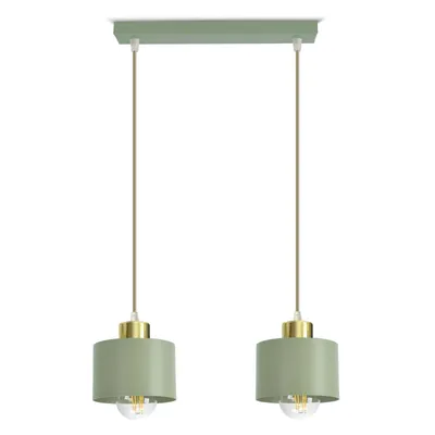 Produktbild von LUXOLAR 2-flammige Pendelleuchte Salbeigrün Gold – Höhenverstellbare LED Hängelampe E27, moderne Deckenlampe für Flur, kleine Esszimmer & Küc