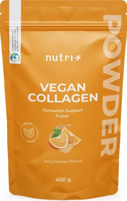Produktbild von nutri+ Vegan Collagen Formation Support Pulver mit Hyaluronsäure + Vitamin C - 400 g Juicy Orange
