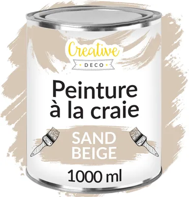 Image de Creative Deco Peinture à la Craie Beige Sable 1L Mat et Lavable Peinture Meuble