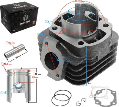 Produktbild von Moretti Zylinder für Roller 2T 70cc 1PE40QMB sw.12mm
