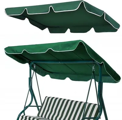 Obrázek produktu pro Zahradní houpací slunečník 195 x 125 x 15 cm, 210D Oxford, odolný proti povětrnostním vlivům, pro třímístnou houpačku, tmavě zelený