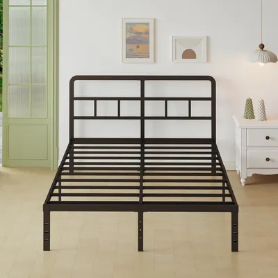 Zdjęcie produktu dla Łóżko metalowe 140 x 200 cm - Z zaokrąglonym wezgłowiem - Stelaż - Łatwa montaż