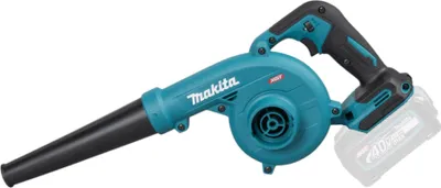 A teal and black Makita cordless leaf blower is shown against a white background.