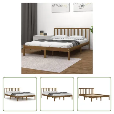 Produktbild von The Living Store Massivholzbett Honigbraun Kiefer 200x200 cm