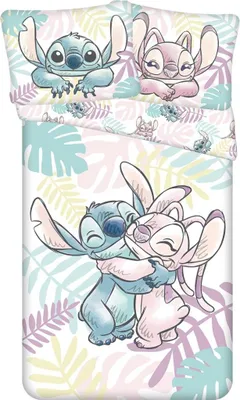 Produktbild von Lilo & Stitch Baumwoll-Bettwäsche 140x200 cm Deckenbezug + 60x80 cm Kissenbezug mit Reißverschluss