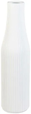 Image de VIVANNO Vase de sol en fibre de verre VERTIGO Colonne, blanc scandinave mat avec motif - 20x80 cm