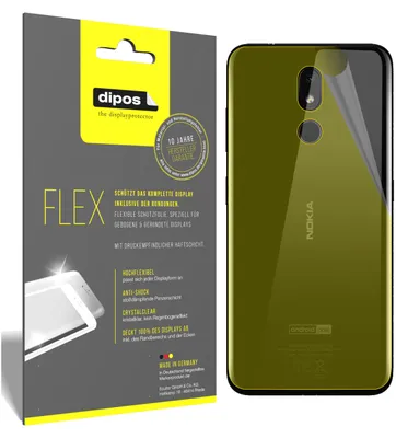 Produktbild von 3x Nokia 3.2 Rückseite Schutzfolie Folie, 100% Displayabdeckung, dipos Flex