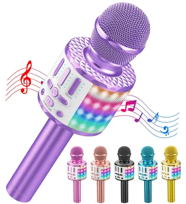 Produktbild von Karaoke-Mikrofon Mikrofon Singmikrofon - Bluetooth - 5 W Lautsprecher - LED-Licht - Für Kinder und Erwachsene