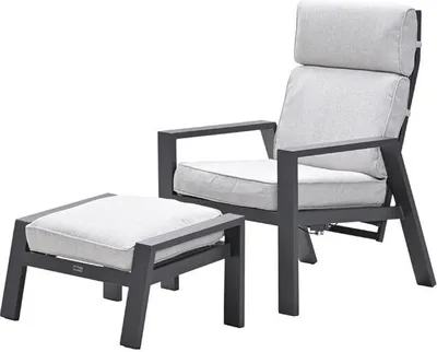 Produktbild von Garden Impressions Max verstelbarer Stuhl inklusive Fussbank -  carbon black - valley sand