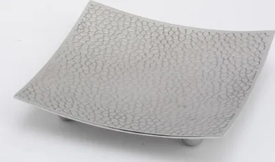 Produktbild von Kerzenteller, Dekoteller quadrat Messing vernickelt Silber poliert 10 x 10 cm