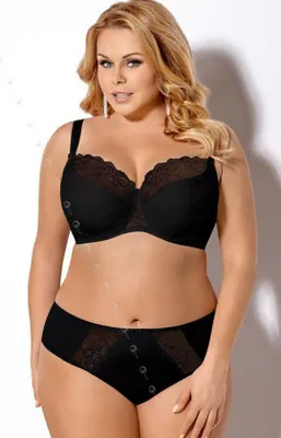 Produktbild von Gorsenia K357 Blanca Bügel BH Dame Dessous Spitze geblümt regulierbar Setteil EU, Schwarz, 80E