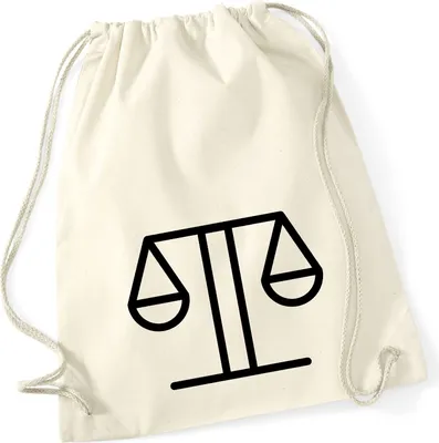 Produktbild von Huuraa Turnbeutel Waage Sternzeichen Symbol 12 Liter Natural Baumwolle Rucksack Geschenkidee