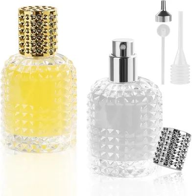 Produktbild von Set mit 2 nachfüllbaren 50-ml-Glasparfümfläschchen – Kleine, handliche Parfümflasche – Für Reisen und Verabredungen