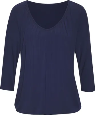 Produktbild von LASCANA 3/4-Arm-Shirt mit zarter Raffung am Ausschnitt navy Größe 36/38