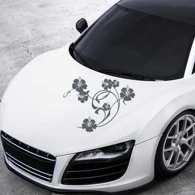 Produktbild von Aufkleber - Autoaufkleber "Hibiskus Swirl" 50cm x 40cm anthrazit - Tuning Carystyling Heckscheibe Auto