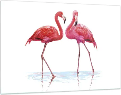 Produktbild von Bilder auf glas - Einteilig - Flamingos Rosa Paar - 120x80cm - Glasbilder - Wandbilder - Bilder - zum Aufhängen bereit - Wanddekoration aus Glas - Glas Bilder - Wandbild auf Glas - GAA120x80-4243