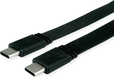 Produktbild von VALUE USB4 Gen 3 Kabel, USB C-C, ST/ST, 8K UHD-2, 40Gbit/s, Emark, 100W, extra-flach, schwarz, 0,5 m