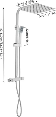 Produktbild von Thermostatische Duscharmatur - Duschsystem mit Mischer - 38°C Verbrühschutz - 2-Wege Regendusche mit Handbrause - Platzsparendes Design - Silber