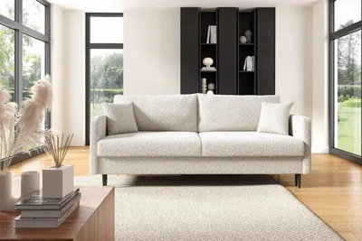 Zdjęcie produktu dla LIKMA Rozkładana Kanapa Mara Kremowa 209x93x92 cm z Funkcją Spania, Pojemnikiem na Pościel, Sofa w Tkaninie Lambi 8