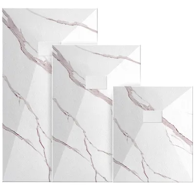 Produktbild von VILSTEIN Duschwanne 120x80 cm Marmor – Flache Duschtasse, Duschwanne in Steinoptik, Marmoroptik, rutschhemmend, bodengleich, zuschneidbar