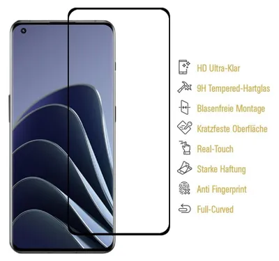 Produktbild von 2x 9H Hartglas für OnePlus 10 Pro FULL CURVED Displayschutz Panzerfolie Schutzfolie Panzerglas Schutzglas Displayglas Tempered Glasfolie Sicherheitsglas Echtglas
