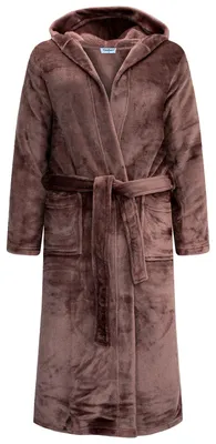 Produktbild von GAUBERT Uni Fleece-Bademantel mit Kapuze, extra lang, Coffee Brown (Braun), Größe 2XL/3XL