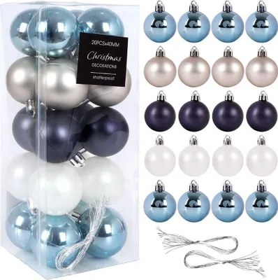 Imagen del producto de Adornos navideños para el árbol de Navidad, resistentes a golpes, juego de 20 unidades, 6 cm de diámetro