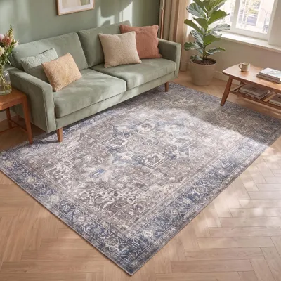 Produktbild von Volero - Teppich Vintage - Lugan Taupe Blau - 230x330 cm - Wohnzimmer, Esszimmer, Schlafzimmer - Klassik, Industrielle, Modern, Orientalisch