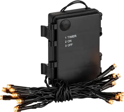 Produktbild von Coen Bakker LED Batterie Lichterkette außen 20 LED warmweiß classic warm 1,4m 6/18h Timer schwarz
