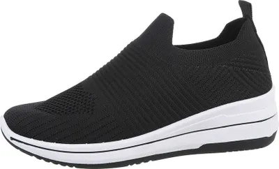 Produktbild von Ital-Design Damen Freizeitschuhe  Textiloptik Sneakers Low 85960406 Schwarz Gr.  38