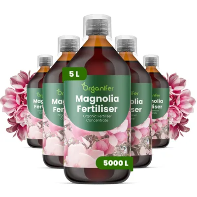 Produktbild von Magnolien Flüssigdünger 5x1L – 3-4-3 NPK – Flüssig-Pflanzendünger für Magnolien – Organifer