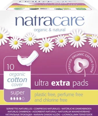 Produktbild von NATRACARE ULTRA EXTRA SUPER Damenbinden mit Flügeln 10 Stk.