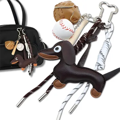 Produktbild von EDIBAZZAR | Schlüsselanhänger-Taschenschlüsselring-Anhänger Dackel-Baseball-Set