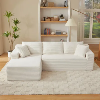 Produktbild von Modulare Sektionssofa,Couches L-Shape Couch 3 Sitz Modulare Sofa,Memory Foam Sektionscouchen,für Wohnzimmer,Cloud Couch mit übergroßen Chaise,Weiß