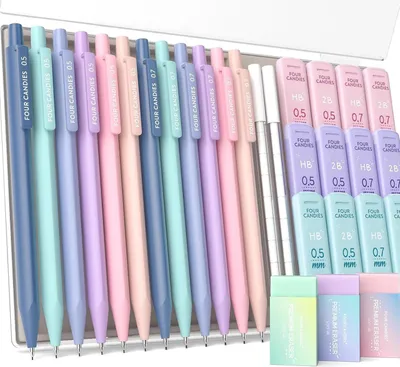 Zdjęcie produktu dla Zestaw ołówków mechanicznych z końcówkami 0,5 i 0,7 mm Gumka pastelowa 29 szt