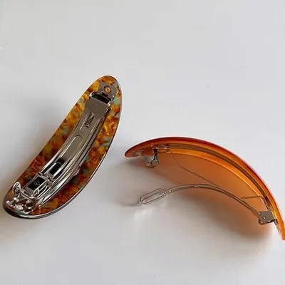 Produktbild von 3 französische Haarspangen aus Acetat in Schildpatt-Optik, 8,8 cm, für feines und dickes Haar, Vintage-Haarspangen für Mädchen und Frauen