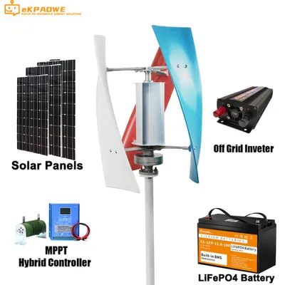 Immagine prodotto di Generatore eolico verticale AS 3000W 48V - Generatore di energia sostenibile con pannello solare